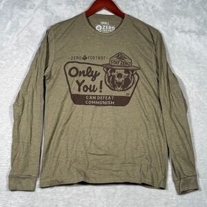 Zero Foxtrot Shirt S Green Smokey Bear Only You Can Defeat Communism Long Sleeve